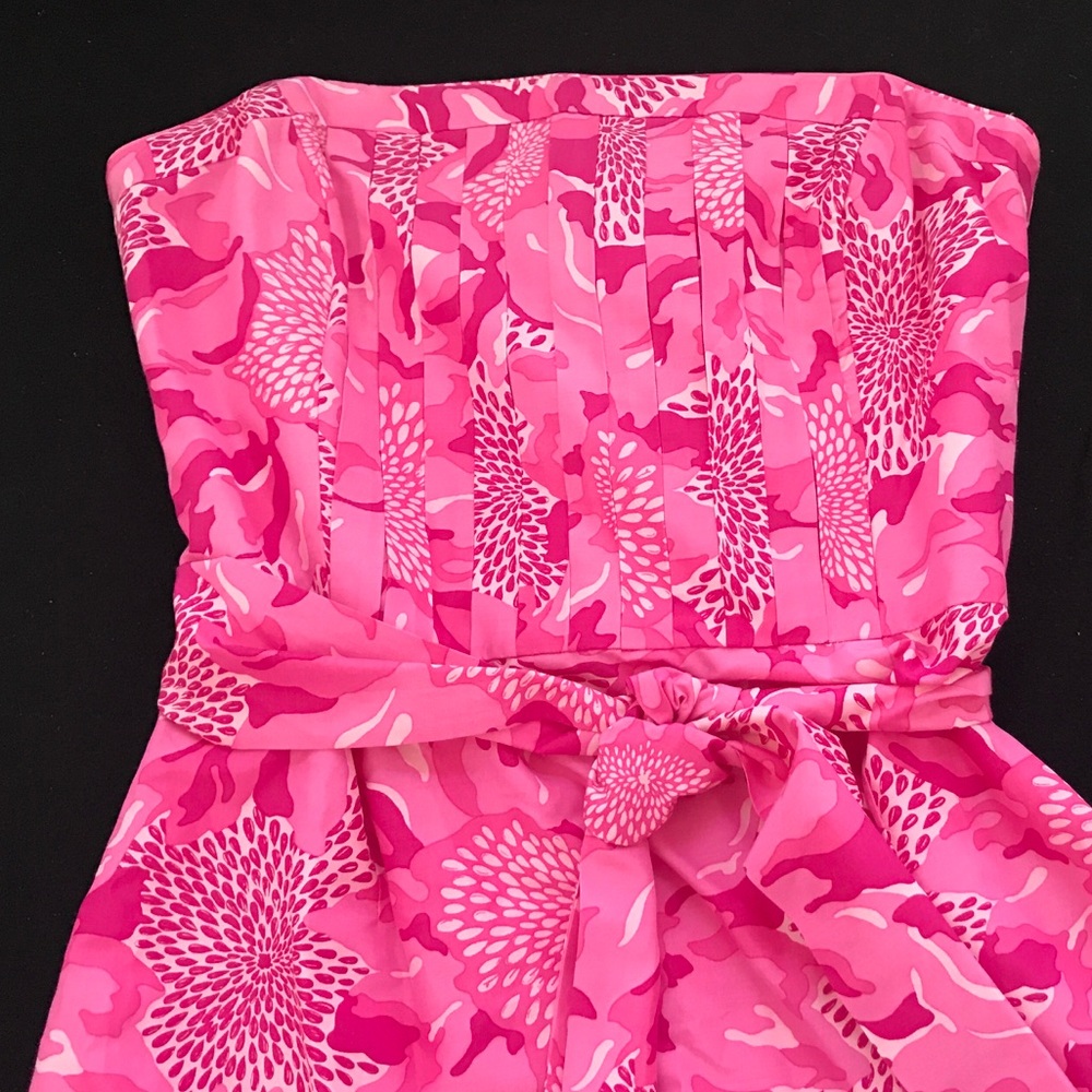 Lilly Pulitzer Strapless Pink Floral Sheath Dress - Picture 6 of 6